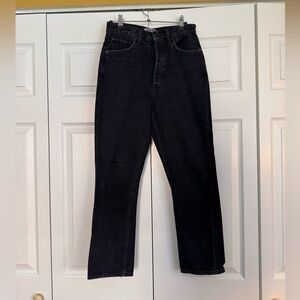 Agolde Riley High Rise crop jeans in 100% cotton soft black denim, size 26
